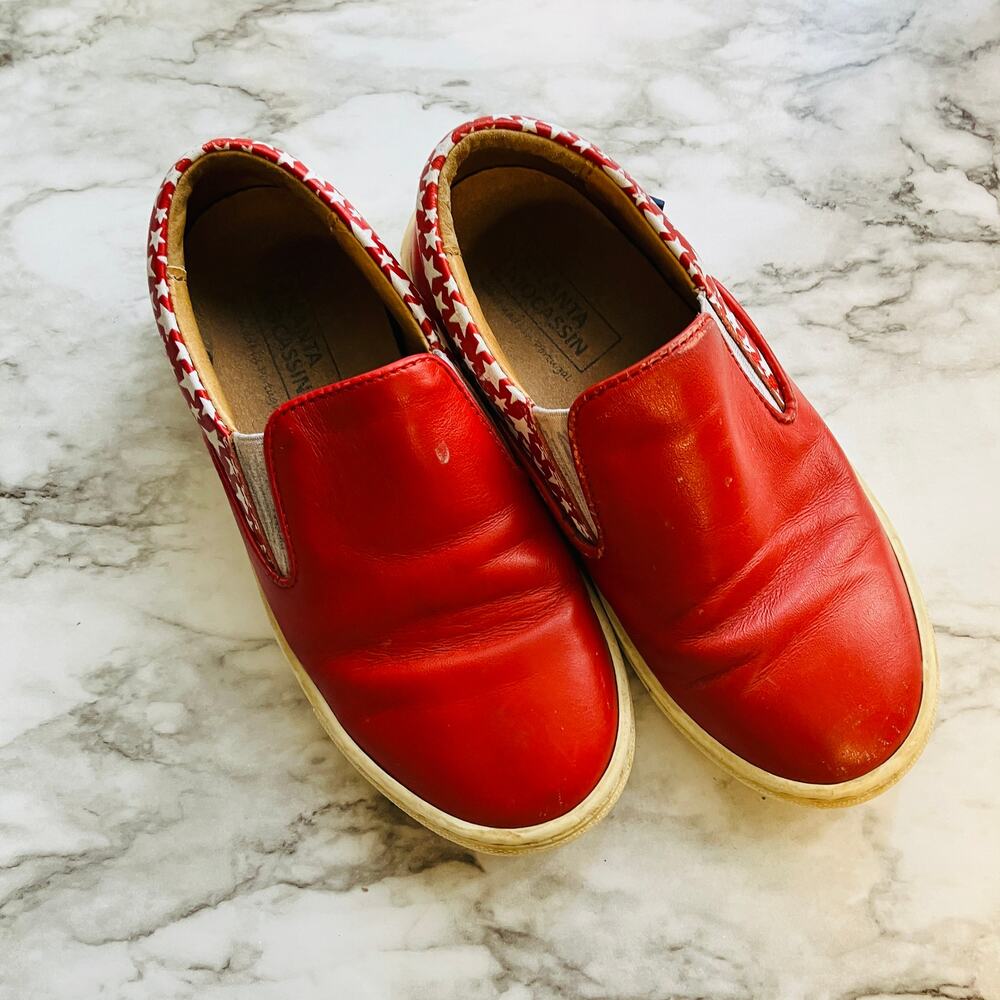 Atlanta Mocassin Sneakers Kids 13 30 Red Leather Star Loafer Slip On
